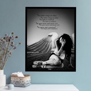 Fallen Angel Quotes Art Poster Print Black and white Vintage 12x18 Framed